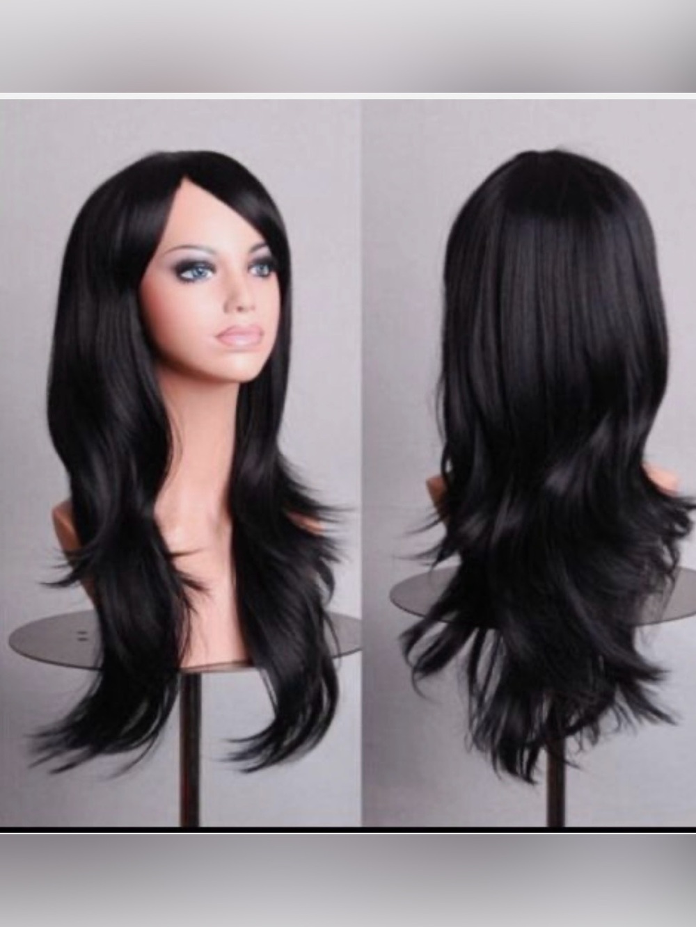 Black Long Layered Women's Wig - Sleek Natural Look